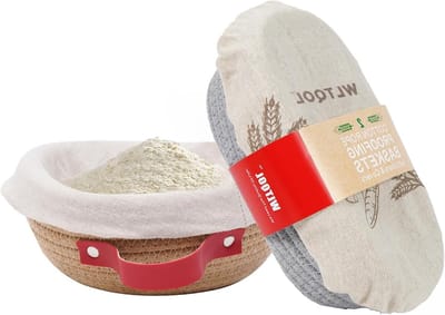 Broodwerende mand set - Rijsmanden zuurdesem - Ambachtelijk brood bakken - Ademend katoenen touw - Ovaal en rond