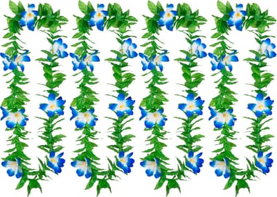 Boland Hawaii krans/slinger - 4x - Tropische kleuren mix groen/blauw - Bloemen hals slingers