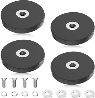 Neodymium Magneten Set van 4, Ø 43 mm, Met M6 Draad, Sterke Rubber Magneten voor Bevestigen en Car Lights