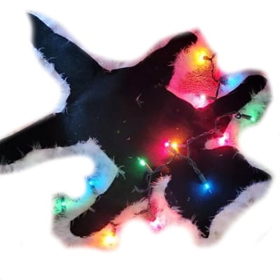 Baked Cat Tapijt met Fuzzy Rand voor Kerstmis - Grappige Decoratie met Verlichting en Kerstsfeer