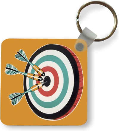 Sleutelhanger - Uitdeelcadeautjes - Een illustratie van drie pijlen in een dartbord - Plastic
