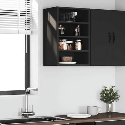 vidaXL - Bovenkast - Riga - 40x29,5x60 - cm - bewerkt - hout - zwart