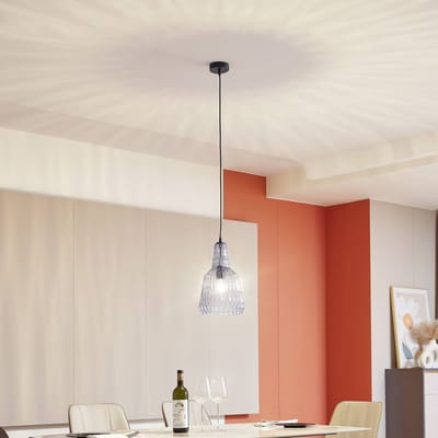 Lindby - hanglamp - 1licht - Glas, metaal - H: 35 cm - E27 - rokerig grijs