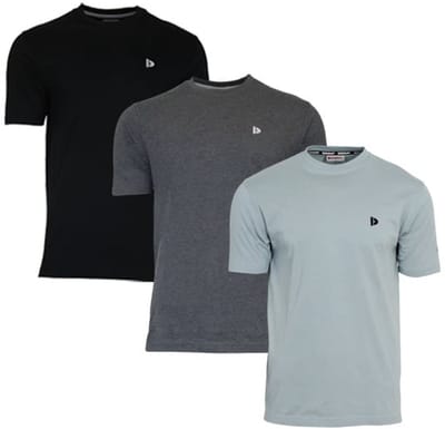 3-Pack Donnay - T-shirt (Vince) - Sportshirt - Heren - Black/Charcoal/Granite Green (767) - maat S