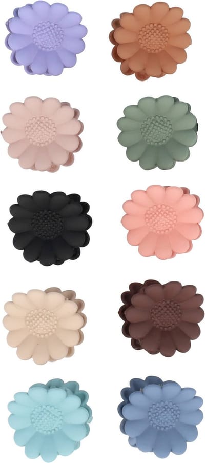 Haarsoires Haarspeld Haarklemmen 2cm – Klein Margriet Bloem – Blauw Groen Bruin Roze Beige Paars Zwart – Set van 10 - Haarclip Klem - Hair Claw - voor Opsteken Haar - Hair Clip - Decoratieve Haaraccessoire