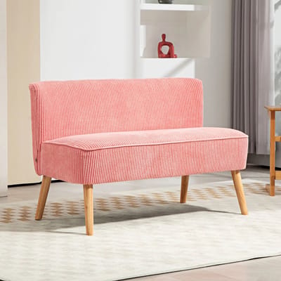 Pugsdrly Tweezitsbank, elegant Scandinavisch design, massief houten frame, tot 150 kg, 117 x 56,5 x 77 cm, roze