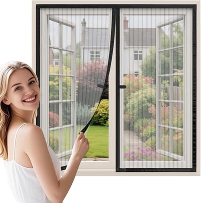 SnelShoppen - Magnetisch Vliegenraam voor Ramen, 125 x 150 cm, Geen Boren, Snelle Installatie, Automatische Magnetische Sluiting, Insectenbescherming,