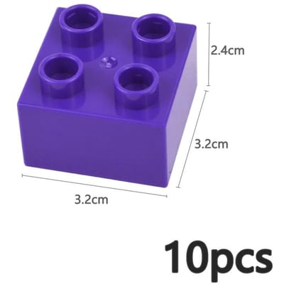 10 Pièces Blocs de Construction Colorés Grande Taille 2x2 Points Grandes Figurines Briques à Impression Épaisse Jouets Éducatifs pour Enfant Compatibles avec Duploes