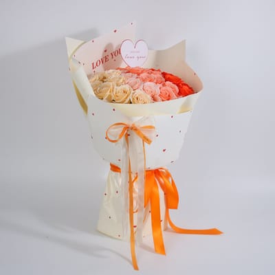 La Roselle Amsterdam Rozenboeket met 27 Kunstrozen multicolour – Kunstbloemen Boeket in Geschenkverpakking