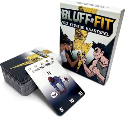 BLUFF FIT - Het fitness kaartspel - Sport accessoires - Workout gezelschapsspel - Kaartspellen voor volwassenen - 124 kaarten - Sporten thuis