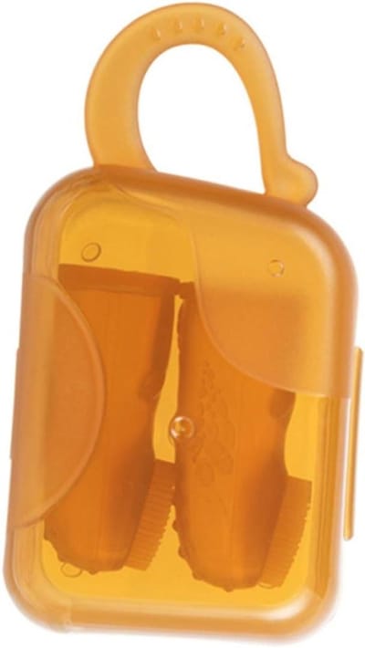 Vinger Tandenborstel - Baby Borstel - Mondhygiëne Baby - Dubbelzijdig Massage - 11.5 x 6.3 cm - Oranje