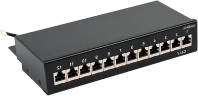 Patchpaneel Desktop - Netwerkverdeler Hub - Thuis Kantoor - 10 Gbit/s PoE - 12 Poort 1U - Zwart