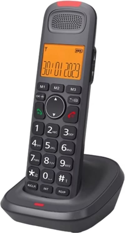 Senioren Dect Telefoon - Grote Toetsen & Cijfers & Letters - Huistelefoon - Huis Telefoon Vaste Lijn - Big Button - Speaker - Handsfree - Met Alarm Klok - Sneltoetsen - Voor Ouderen - Zwart