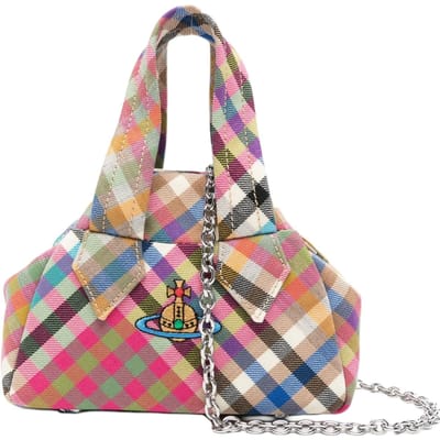 Vivienne Westwood Archief Kleurblok Ontwerp Klassieke Wol Mini Tote Tas Dames tassen Veelkleurig 47030007WW01CVMULTI Basic Set (Bag+Dust Bag) beige