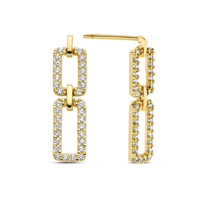 New Bling 9NBG-0706 Gouden Oorbellen met Zirkonia - 4,4x16mm - 14 Karaat - Goud