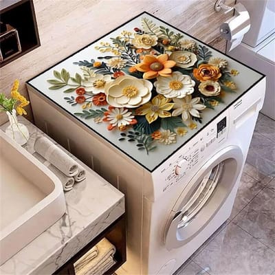 Wasmachine Droger Mat - Apparaat Beschermer - Apparaten Beschermen - Snel Absorberend - 60 x 60 cm - Bloemenpatroon