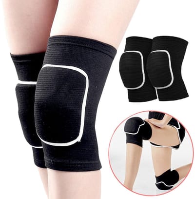 Kniebrace met Pads – 1 Paar – Comfortabele Kniebeschermers voor Sport – Schokabsorberend & Ademend – Antislip – Volleybal, Fitness & Training – Maat S – Zwart