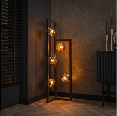 Vloerlamp 5-Lichts Stellar in Artic Zwart Design - 30x30x130 cm - Moderne Sfeerverlichting - Geschikt voor Woonkamer - Stijlvolle en Elegante Afwerking - Perfecte Hoogte van 130 cm