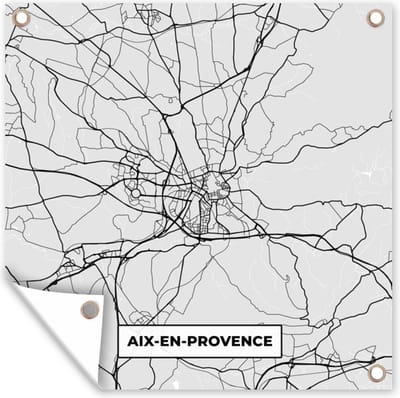 Tuin poster Plattegrond - Aix-en-Provence - Stadskaart - Kaart - Frankrijk - 200x200 cm - Tuindoek