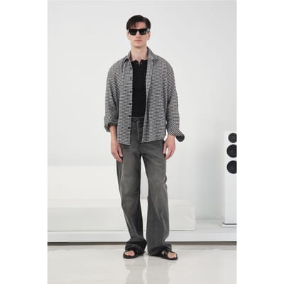 Heren Geruite Poplin Overhemd