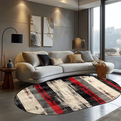 Abstract Ovaal Tapijt in Scandinavische Stijl voor Woonkamer Licht Luxe Huisdecoratie Sofa Zij Vloermat Zacht Wasbaar Kleed voor Slaapkamer 60*90cm