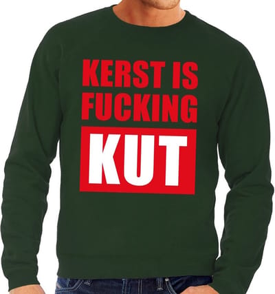 Foute kersttrui / sweater Kerst Is Fucking Kut groen voor heren - Kersttruien S