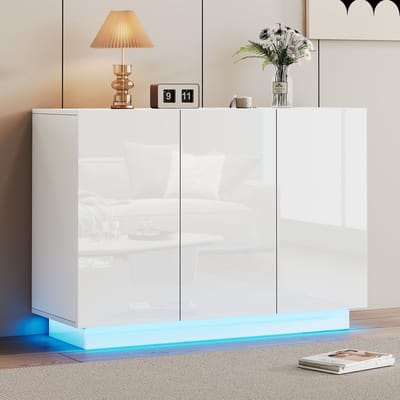 Sweiko Hoogglans dressoir - LED verlichting - 120*40*75cm - Wit