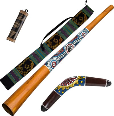 Didgeridoo Dreamtime Pakket – Inclusief Boemerang, Rainstick en Tas