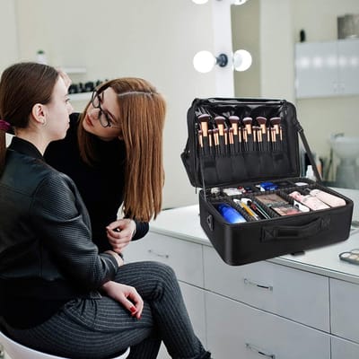 SAVI®Visagie Koffer - Cosmetica Koffer - Kapperskoffer - Zwart - 45cm x 32cm x 20cm