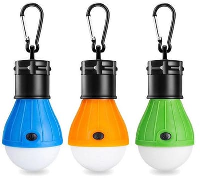 GELLDG 3 stuks tentverlichting - kampeeraccessoires - noodverlichting - LED-kampeerverlichting - op batterijen - cadeau voor kinderen - geschikt voor kamperen, vissen, stroomuitval, orkanen en andere noodgevallen.