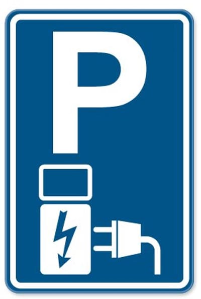 Bord oplaadpunt auto's - blauw - Weerbestendig Aluminium - 40x60 cm - Bevestiging: Zonder bevestiging (alleen het bord)