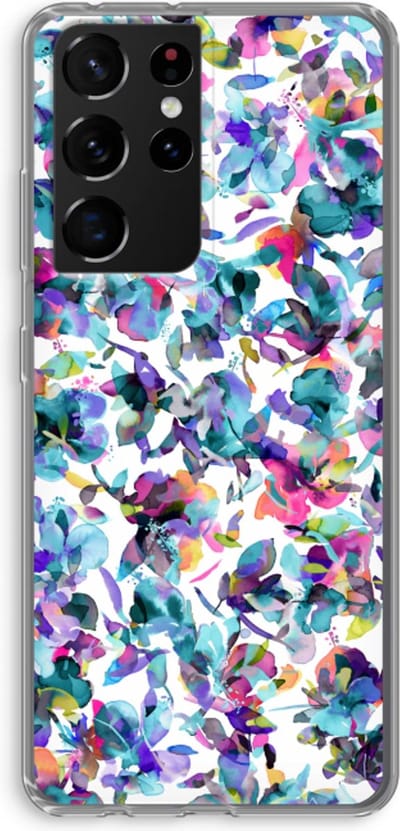 Hoesje geschikt voor Samsung Galaxy S21 Ultra hoesje - Hibiscus Flowers - Soft Cover Telefoonhoesje - Bescherming aan alle Kanten en Schermrand