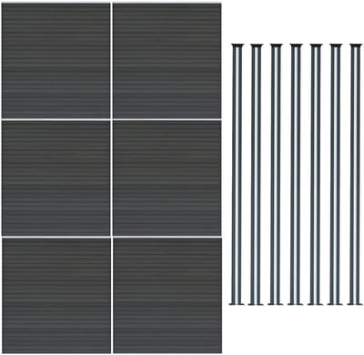 Composiet schuttingset - grijs - 185x1045cm - 6 panelen & 7 led palen