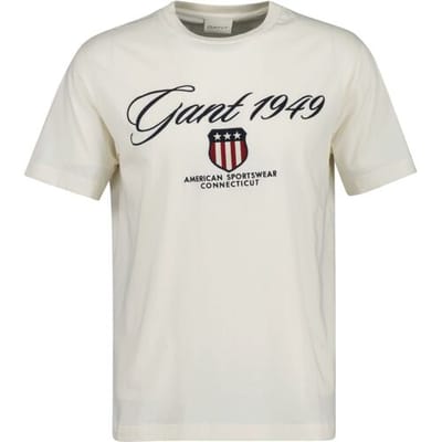 Gant T-Shirt Shield Graphic 1949 Short Sleeve Crew Neck Cream / male