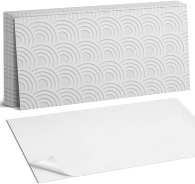 Coloray Plaktegels - Golvende patronen op de achtergrond Zelfklevende Wandtegels - 40 cm x 20 cm - Wit Plaktegels - 10 stuks - Rechthoek PVC Tegels - Plaktegels Badkamer - Vloertegels Zelfklevend - Vinyltegels Vloer Zelfklevend - Portugese Tegels