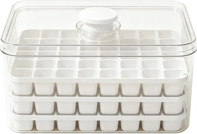 IJsbakken met Deksel - Ijsblokjesmaker Bak - Cocktails Maken - Compleet met Schep - 64 Stuks Capaciteit - Wit