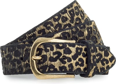 b.belt Leren Riem Cat Silver Belt W100 Black - Gold Goudkleurig