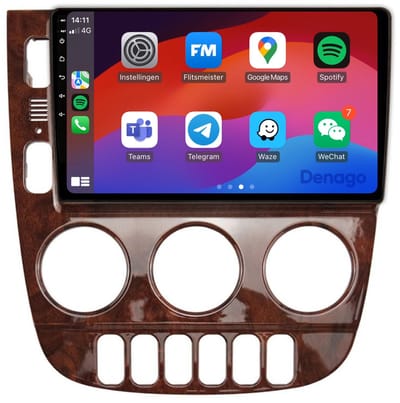 CarPlay autoradio geschikt voor Mercedes ML (1999 t/m 2004) | 9 inch | Android 13 | Draadloos Apple CarPlay & Android Auto | 2GB + 32GB | QuadCore processor | Denago DNG-A104 | 2025 model | 1999 2000 2001 2002 2003 2004 | Bluetooth & Wifi | Houtkleur