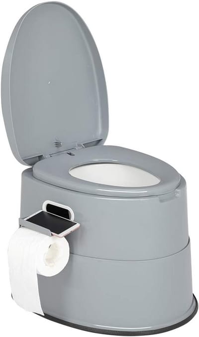 VINGLI Draagbaar toilet | Indoor Outdoor Commode met afneembare binnenemmer en verwijderbare papierhouder, lichtgewicht en compact voor kamperen, boot, bestelwagen, noodgebruik (zwart)