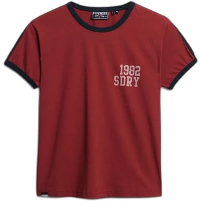 Superdry Athletic Essentials T-shirt met Zijstreep Red Grootte: 36