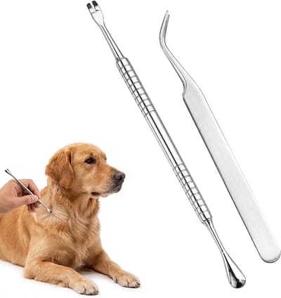 2 stuks tekenverwijderingsset met roestvrijstalen pincet en tekenhaak, ideaal voor mens, honden, katten en huisdieren
