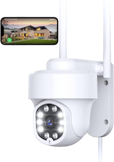 Draadloze Buiten Beveiligingscamera 360° PTZ met Kleuren Nachtzicht en Tweeweg Audio