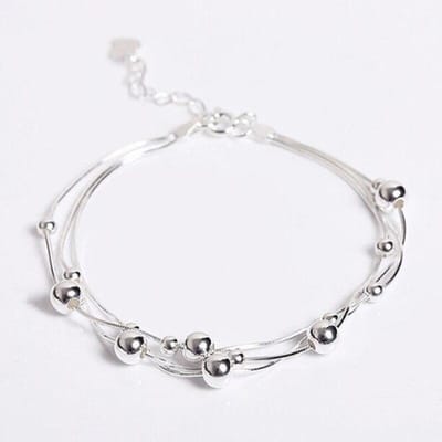 Bijoux de Haute Qualité en Argent Sterling 925 Mode Beauté Fraîche Lisse Petit Rond Féminin Bracelet Populaire Sb56 white