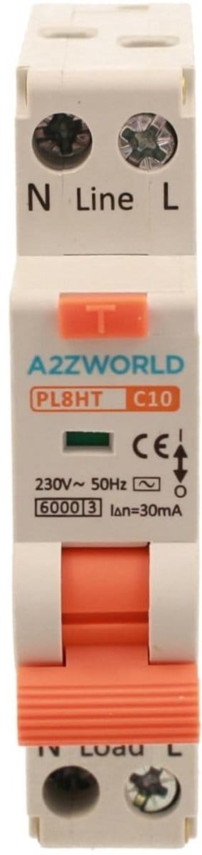 Differentiële Automatische Schakelaar Type AC 1P+N C-curve 10A 30mA 6kA