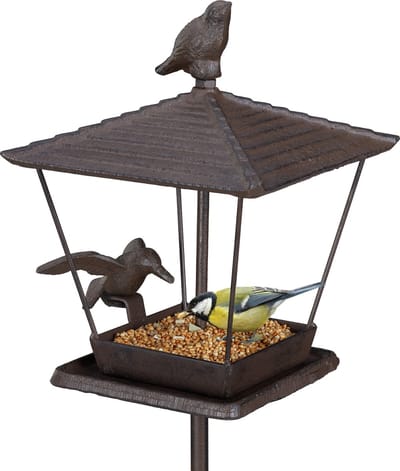 voedertafel op paal - gietijzer - 115 x 15 x 16 cm - kleine vogels en tuinvogels