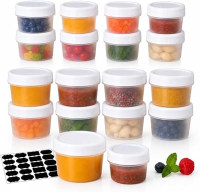 Kleine plastic vriesdozen met deksel, 12 stuks, 120 ml, ideaal voor voedselopslag en invriezen