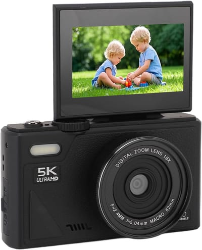 5K Digitale Camera voor Fotografie, 75mp 18x Digital Zoom Autofocus, 3inch 180 ° Flip ScreenVlogging -Camera's, HD Compact Camera, voor Reisfotografie (zwart)