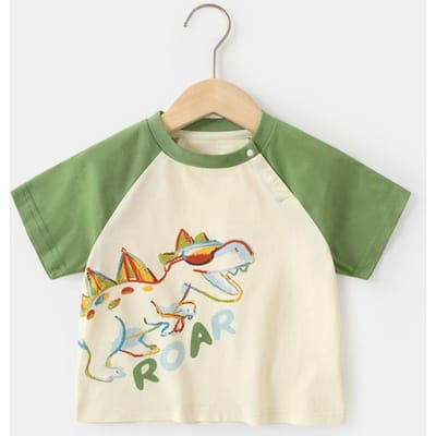 Babykleding Casual T-shirts met korte mouwen Zomerkleding Jongens Meisjes Baby Kinderen Kinderen Zomer Tops met halve mouwen 120cm beige