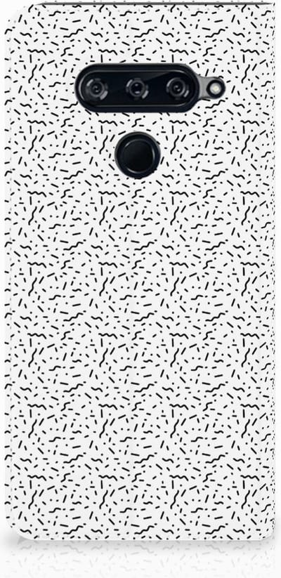 LG V40 Thinq Hoesje met Magneet Stripes Dots