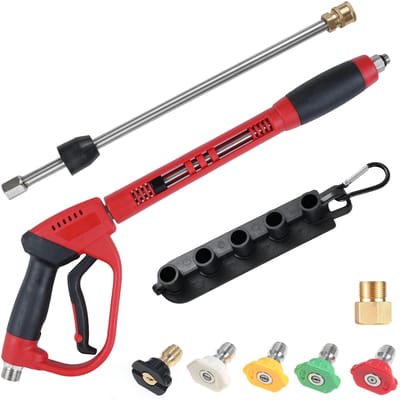 Pistolet de lavage haute pression 5000 PSI, puissant, longueur de 40 pouces, connexion rapide de 14 pouces avec M22 2 black